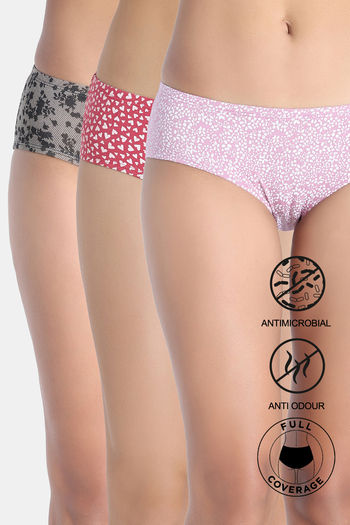 Buy Zivame Low Rise Full Coverage Hipster Panty (Pack of 3) - Multicolor